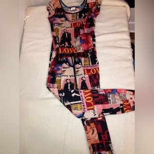 Women’s Magazine Print Soft Casual Cotton Romper Size M